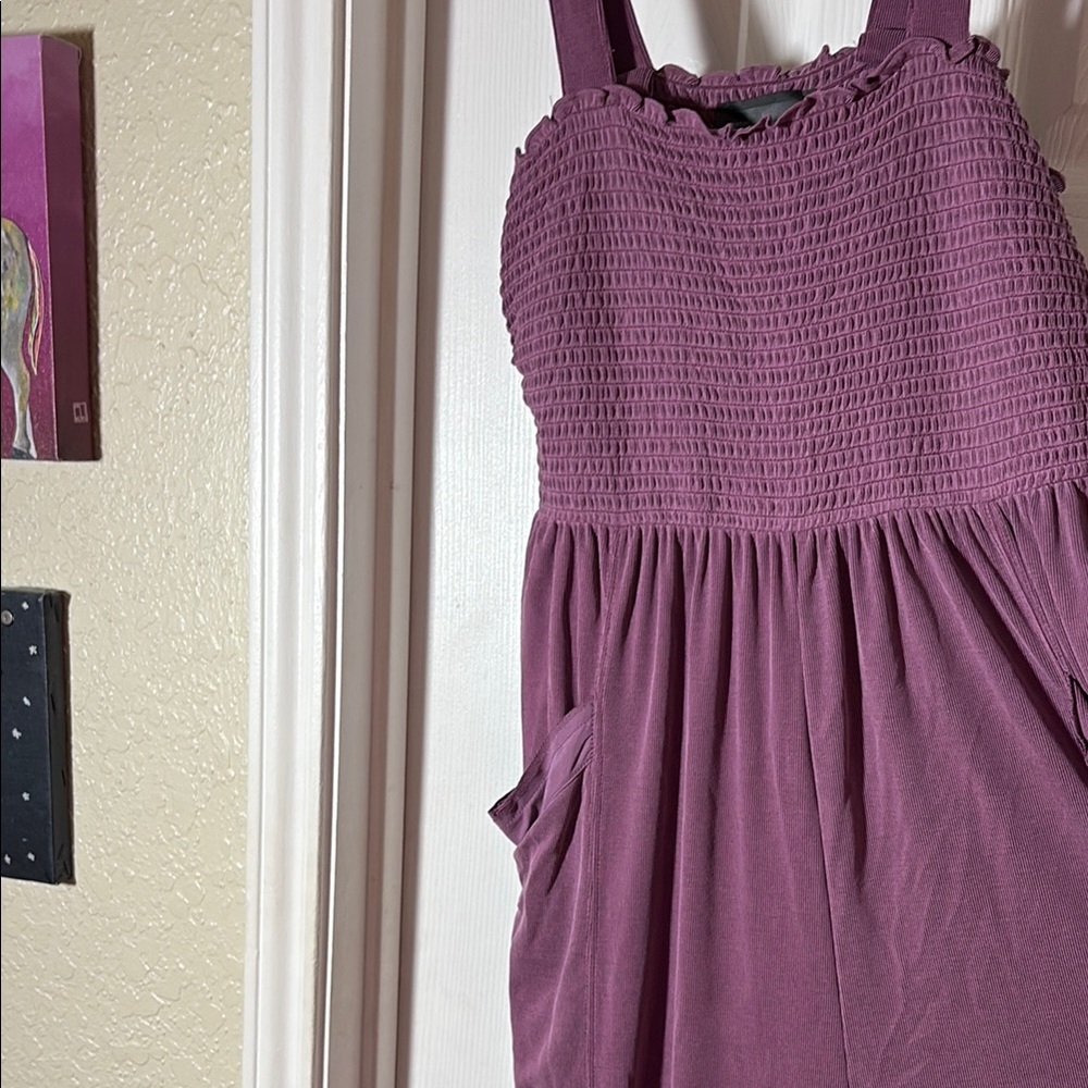 Anthropologie Purple Smocked Pleated Jumpsuit, NWT - Picture 4 of 5